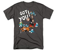 Smurfs Gargamel and Azrael Unisex T Shirt, Charcoal, XXXX-Large