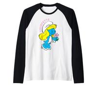 Smurfs Smurfette Girly Pretty Flowers Queen Bee Classic Love Raglan Baseball Tee