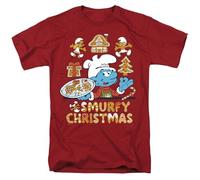 Smurfs Smurfy Christmas Cookies Unisex T Shirt, Cardinal, X-Large