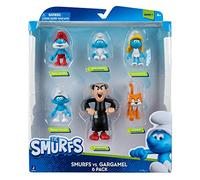 Smurfs VS Gargamel 6 Figure Multipack - 2-Inch Smurfette, Papa, Brainy, Baby, Azrael, 3-Inch Gargamel - Authentic Details