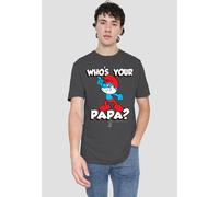 Smurfs Who'S Your Papa? T-Shirt, Charcoal | Size: Large Smurfs Charcoal L