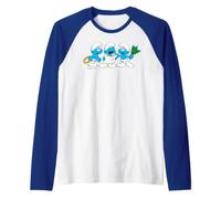 Smurfs Xmas Singing Chior Smurf Christmas Winter Fun Festive Raglan Baseball Tee