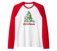 Smurfs Xmas Smurf Christmas Tree Team Friends Work Festive Raglan Baseball Tee