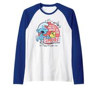 Smurfs Xmas Smurfy Christmas Jingle Bells Fun Cheer Festive Raglan Baseball Tee