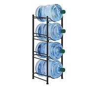 smusei 5 Gallon Water Bottle Jug Holder 4 Tier Heavy Duty Cooler Jug Storage Rack Detachable Bottle Organizer Shelf for Home, Kitchen, Office, Breakroom Space Save, Black