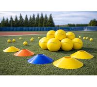 Smush Balls w/ 12 Fielding Agility Domes - Soft Foam Baseballs, Regulation Size Training Ball for Indoor & Outdoor Batting, Throwing & Catching Practice - Safe for Windows, Youth & Adult Players