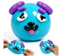 Smushers Dog Face Squishy, Interchangeable Facial Parts DIY Fidget Toys, Soft TPR Squeeze Toys for Anxiety Relief for Kids & Adults Stress Relief, Squishy Stress Ball Gift for Office Desk(Blue)