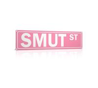 Smut Street Pink Metal Sign Bookshelf Decor - Smutty Book Merch, Bookish Gifts for Smutty Book Lovers, Pink Room Decor 15x4 Inches