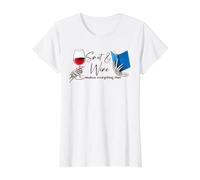 Smut & Wine Book Lover Skeleton Reader Design Value Graphic T-Shirt, Women, White, XL