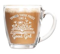Smutty Book Lovers Gift - Funny Glass Coffee Mug for Women, “Spread Those Pages Like a Good Girl” - Bookish Mug for Dark Romance Readers, Cute BookTok Reading Cup