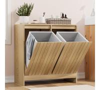 Smuxee Double Tilt Out Laundry Hamper Cabinet, Hidden Laundry Cabinet with Double Baskets, Natural Trash Can for Bathroom, Kitchen, Living Room