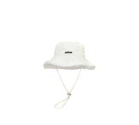 SMXTJBAI Bucket hat Frayed Edge Design Bucket Hat Summer Foldable Fashion Solid Fisherman Hat With Adjust Chin Rope Anti-uv Beach Hat-white-m 56-58cm