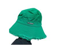 SMXTJBAI Bucket hat Frayed Edge Design Bucket Hat Summer Foldable Fashion Solid Fisherman Hat With Adjust Chin Rope Anti-uv Beach Hat-green-m 56-58cm