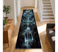 SMXVRC 3D Abstract Fantasy Hallway Runner, 80x220cm, Snow Capped Mountains Otherworldly Steep Canyon Bedroom Carpet, Low-Pile Non-Shedding Home Decor Rug for Dining Room Floor