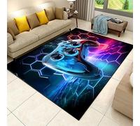 SMXVRC 3D Gamepad Area Carpets, 60x110cm, Cool Geometric Gaming Room Decor Mat, Game Controller Low Pile Easy Clean Rug for Boys, Shed Resistant Pet Friendly Playing Mat for Living Room