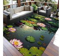 SMXVRC 3D Lotus Pond Area Rug for Bedroom, 160x230cm, Summer Lotus Blooming Entryway Rugs, Natural Landscape Home Decor Carpets, Cozy Low Pile Easy Clean Dirty Resistant Mat for Living Room
