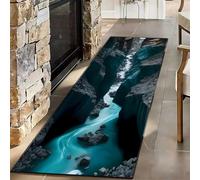SMXVRC 3D Mountain Valley Hallway Runner Rug, 60x180cm, Stone Cliff Nature Landscape Design Carpet, Non Slip Washable Low Pile Rug for Kitchen Dining Room Hallway