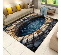 SMXVRC 3D Well Area Carpet, 80x150cm, Huge Stone Crack Rugs for Indoor, Optical Illusion Printed Design Washable Rugs, Pet Friendly Dirty Resistant Soft Foldable Rug for Dining Table Runner