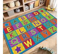 SMXVRC ABC Alphabet Puzzle Rug for Kids Room, 70x140cm, Colorful Printing Learning Alphabet Floor Carpets, Rubber Backed Washable Reduce Noise Dirty Resistant Home Decorative Mat for Bedroom