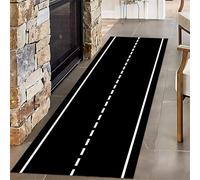 SMXVRC Black White Railroad Road Long Hallway Rug Runners, 60x300cm, Racing Track Kids Playing Rugs, Home Decor Shed Resistant Easy Clean Rugs, Washable Durable Non Slip Mat for Nursery