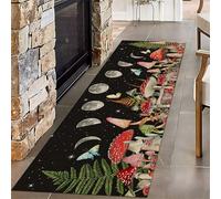 SMXVRC Boho Moon Phase Hallway Runner Rugs, 60x150cm, Red Mushroom Green Plant Butterfly Rug for Living Room, Cozy Non-Skid Home Decor Carpets, Fade Resistant Reduce Noise Mat for Floor Family