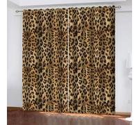 SMXVRC Brown Animal Thermal Insulated Curtains, W55 x L63 x 2 Panels, 3D Leopard Light Blocking Curtain, Privacy Noise Reducing Energy Saving Thermal Insulated Window Curtains for Home Decor Bedroom