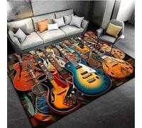 SMXVRC Classical Guitar Living Room Rug, 70x140cm, Rock Music Lover Hallway Rugs, Low Pile Non-Shedding Pet Friendly Rugs, Reduce Noise Washable Fade Resistant Carpet for Living Room Bedside