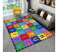 SMXVRC Colored Puzzle Area Rug for Bedroom, 70x140cm, Colorful ABC English Letters Indoor Carpet, Washable Foldable Printed Rugs, Easy Clean Low Pile Fade Resistant Carpets for Boy Girls Family