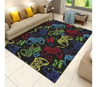 SMXVRC Colorful Game Controller Print Bedroom Area Rugs, 100x150cm, Game Player Indoor Rug, Game Theme Carpet for Play Room, Anti-Slip Foldable Fade Resistant Durable Mat for Floor Bedside