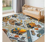 SMXVRC Construction Theme Kids Play Mat, 120x180cm, Construction Site and Airport Area Rug for Bedroom, Absorbent Fade Resistant Durable Rugs for Classroom Indoor Family