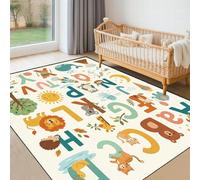 SMXVRC Educational Alphabet Rug for Kids, 100x150cm, ABC Cute Animals Play Mat for Toddlers, with Non Slip Backing Breathable Soft Carpet for Bedside Nursery Bedroom