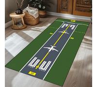 SMXVRC Flight Path Print Rug for Bedroom, 160x210cm, Airplane Takeoff Runway Entrance Carpet, Fade Resistant Durable Foldable No Crease Mats, Breathable Reduce Noise Low Pile Rugs for Porch