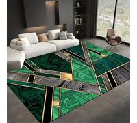 SMXVRC Green Gold Marble Living Room Carpets, 80x150cm, Geometric Quicksand Texture Indoor Area Mat, Easy Clean Durable Anti-Slip with Non Slip Backing Dirty Resistant Area Rug for Front Porch