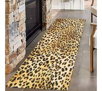 SMXVRC Leopard Animal Print Long Hallway Rug Runners, 60x180cm, Brown Wild Life Pattern Entryway Rugs, Pet Friendly Absorbent Rubber Backed Carpets, Soft Cozy Floor Decor for Laundryroom