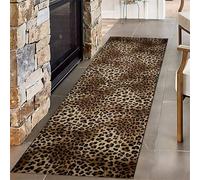 SMXVRC Leopard Cheetah Runner Rug, 80x220cm, Brown Animal Print Indoor Throw Carpets, Durable Foldable No Crease Rugs, Dirty Resistant Easy Clean Machine Washable Carpet for Kids Bedroom Entrance
