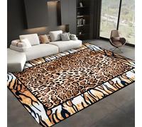 SMXVRC Leopard Print Area Rugs, 80x150cm, Animal Skin Pattern Design Home Decor Carpet, Washable Easy Clean Absorbent Carpets, Print Fade Resistant Pet Friendly Mat for Dining Room Living Room