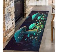 SMXVRC Magic Mushroom Runner Rugs, 60x150cm, Vintage Forest Fern Plant Printed Carpets, Foldable Soft Home Decor Mat, Cozy Low Pile Absorbent Reduce Noise Rug for Farmhouse Hallway Bedside