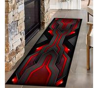 SMXVRC Mecha Motorcycle Hallway Runner Rug, 60x240cm, Cool Black Red Gaming Theme Bedroom Carpet, Foldable Soft Durable Soft Entryway Carpets, Low Pile Thin Dirty Resistant Mat for Living Room
