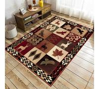 SMXVRC Moose Lodge Rugs for Cabin, 60x90cm, Southwestern Style Woodland Indoor Throw Rug, Rubber Backed Anti-Slip Runner Mat, Low Pile Durable High Traffic Carpets for Front Porch Laundryroom
