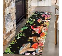 SMXVRC Mushroom Garden Hallway Runner Carpet, 60x150cm, Dragonfly Hippie Farm Decor Floor Carpets, with Non Slip Backing Absorbent Rug, Soft Machine Washable Non-Shedding Rugs for Living Room