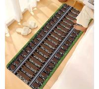 SMXVRC Railway Track Runner Rugs for Hallway, 80x220cm, Train Track Cobblestone Corridor Decorative Carpet, Non-Shedding Low Pile Dirty Resistant Rug, Soft No Crease Washable Rug for Floor