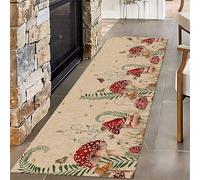 SMXVRC Rustic Mushroom Bedroom Rug, 120x170cm, Cartoon Forest Plant Floral Carpets for Indoor, Foldable Soft Machine Washable Carpet, Low Pile Thin Absorbent Anti-Slip Rugs for Living Room Family