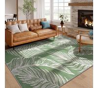 SMXVRC Sage Green Palm Leaf Area Rug, 120x180cm, Tropical Botanical Fern Print Carpet, Modern Boho Living Room Bedroom Rugs, Low Pile Washable Rugs for Floor Entryway