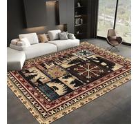 SMXVRC Southwestern Brown Bear Area Rug, 140x200cm, Country Cabin Pine Rugs for Indoor, Washable Foldable Easy Clean Carpet, Cozy Reduce Noise Non-Slip Throw Rugs for Hallway Living Room