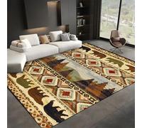 SMXVRC Southwestern Country Area Carpets, 100x150cm, Native American Primitive Decor Living Room Rug, Cozy Low Pile Non-Shedding Carpet, No Crease Foldable Washable Rugs for Hallway Dining Room