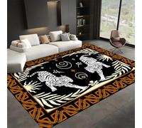 SMXVRC Tiger Area Rug for Bedroom, 70x140cm, Boho Fantasy Geometric Animal Rugs for Indoor, Thin Low Pile Non-Shedding Mats, Cozy Absorbent Breathable Durable Carpet for Office Living Room Runner