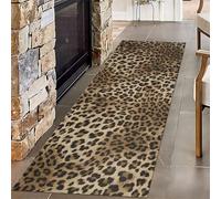 SMXVRC Vintage Leopard Print Kitchen Mat, 60x120cm, Washable Animal Print Rugs, Cozy Anti-Slip Foldable Durable Carpet, Easy Clean Dirty Resistant Absorbent Carpets for Laundryroom Porch Dorm