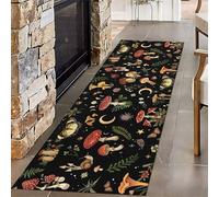 SMXVRC Vintage Mushroom Living Room Carpet, 60x120cm, Forest Plant Moth Fairy Rustic Decor Rugs, Dirty Resistant Breathable Non-Slip Carpets, Shed Resistant Low Pile Durable Mat for Dining Room