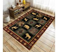 SMXVRC Western Rustic Area Rug, 60x110cm, Wildlife Prints Primitive Decor Indoor Mat, Low Pile Thin Breathable Absorbent Carpet, Shed Resistant Easy Clean Home Decor Carpets for Teen Kids Floor