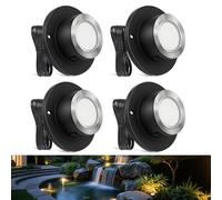 SMY Lighting 3W LED Pond Lights 12-24V AC/DC Low Voltage Underwater Fountain Lights 3000K Warm White IP68 Waterproof for Outdoor Ponds Fountains Waterfalls, 4 Pack